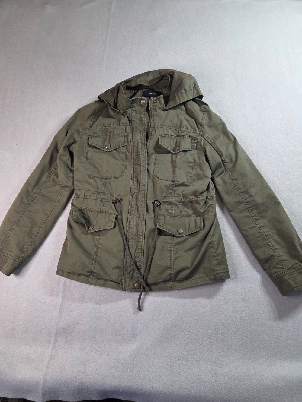 Forever 21 Olive Utility Jacket with Hood